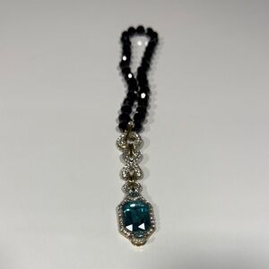 Heidi Daus Black and Teal Crystal Necklace
